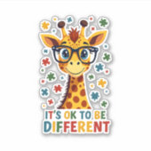Sticker It's Ok To Be Different Giraffe Autism Awareness B (Devant)