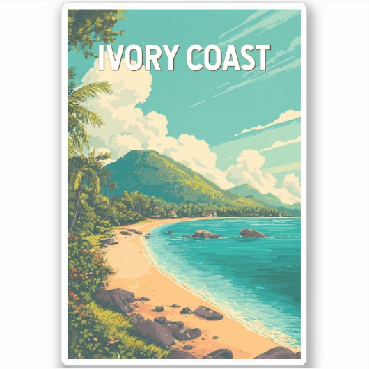 Sticker Ivory Coast Illustration Travel Art Vintage (Devant)