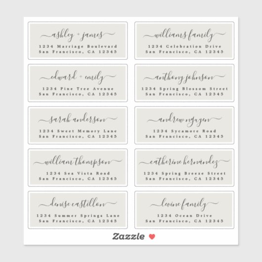 Sticker Ivory Wedding Guest Address Labels (Feuille)