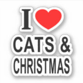 Sticker J'❤️ CHATS & NOËL J'AIME CHATS & CHRISTMA Vinyl (Devant)