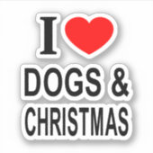 Sticker J'❤️ CHIENS & NOËL J'AIME CHIENS & CHRISTMA Vinyl (Devant)