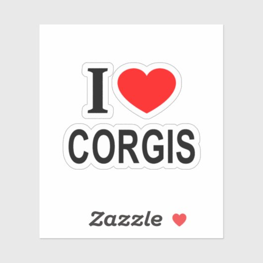 Sticker J' ❤️ CORGIS J'AIME CORGIS J'AIME CORGIS Vinyle (Feuille)