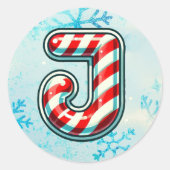 Sticker "J" de Noël sucre de canne, Stripes festiv (Devant)