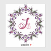 Sticker J Initial Unique & Bizarre Fleurs Boho Plutôt (Feuille)
