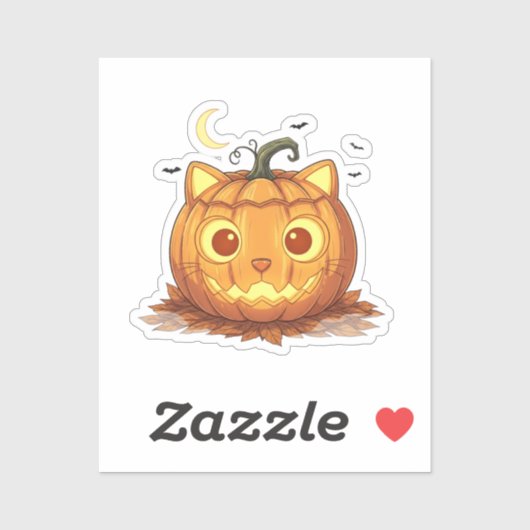 Sticker Jack-O’ Fold - Scottish Fold Cat Face Jack-o’-Lant (Feuille)
