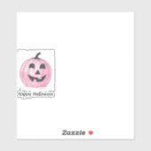 Sticker Jack-o'-lantern citrouille rose pour Halloween (Feuille)