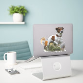 Sticker Jack Russell Terrier, Art (Ordinateur portable sur le bureau)