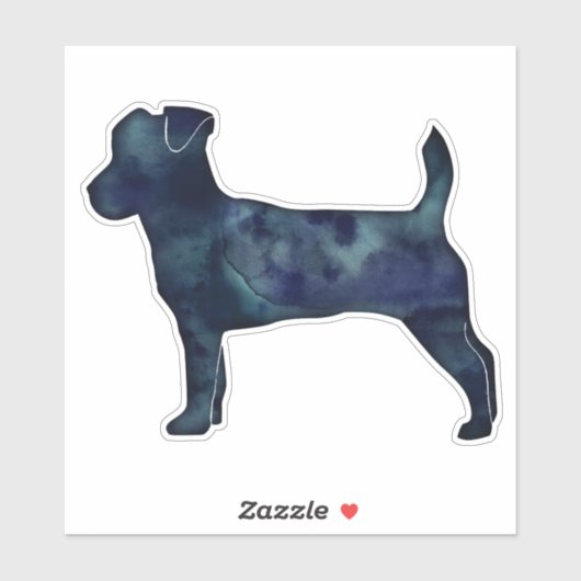 Sticker Jack Russell Terrier Noir Aquarelle Silhouette (Feuille)