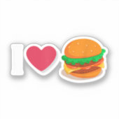 Sticker J'adore Burger Cheeseburger Manger Malsain (Recto)