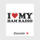 Sticker J'adore (Cœur) Ma Radio Ham (Feuille)