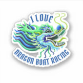 Sticker J'adore la course de bateaux dragons Blue & Green  (Devant)