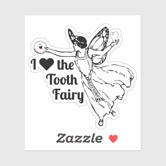 Sticker J'adore la fée des dents ! (Feuille)