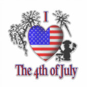 Sticker J'adore le 4 juillet (Devant)