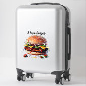 Sticker J'adore le hamburger (Sur valise)