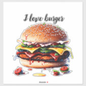 Sticker J'adore le hamburger (Feuille)