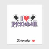 Sticker J'adore le pickleball Purple Text Pickleball Paddl (Feuille)