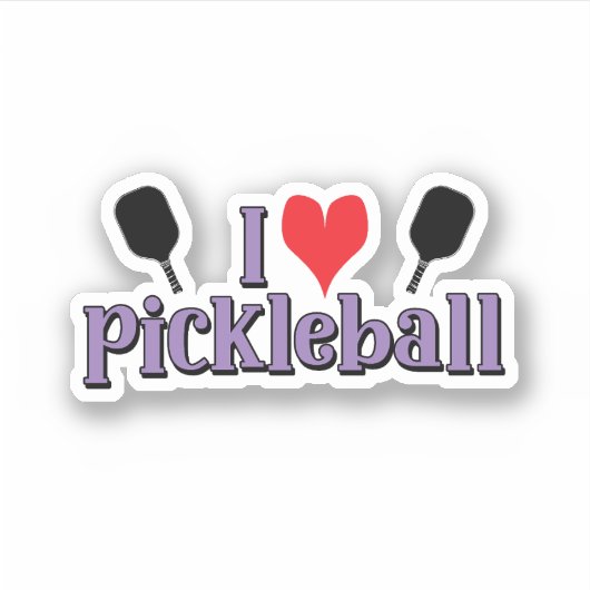 Sticker J'adore le pickleball Purple Text Pickleball Paddl (Devant)