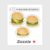 Sticker J'adore les cheeseburgers (Feuille)