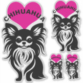 Sticker J'adore les chiouas à poil long, joli chiot (Devant)