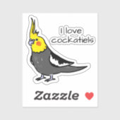 Sticker J'adore les cockatiels gris normal (Feuille)