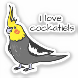 Sticker J'adore les cockatiels gris normal