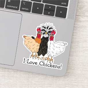 Sticker J'adore les poulets dessinés à la main