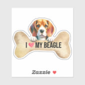 Sticker J'adore l'os de mon basset (Feuille)