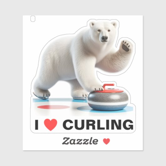 Sticker J'adore l'ours polaire curling (Feuille)