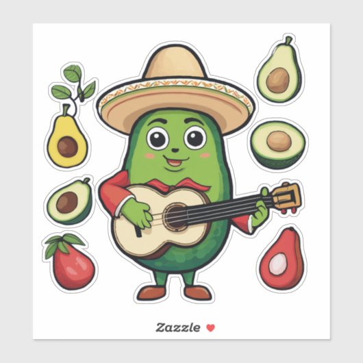 Sticker J'adore manger de l'avocat (Feuille)