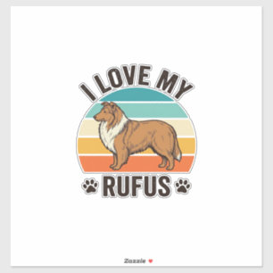 Sticker J'adore mon design de chien vintage Rufus_1