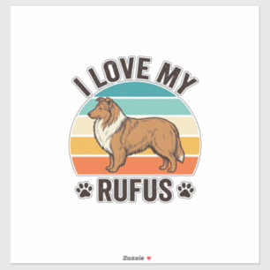 Sticker J'adore mon design de chien vintage Rufus_1