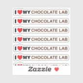 Sticker J'adore mon labrador chocolat (Feuille)