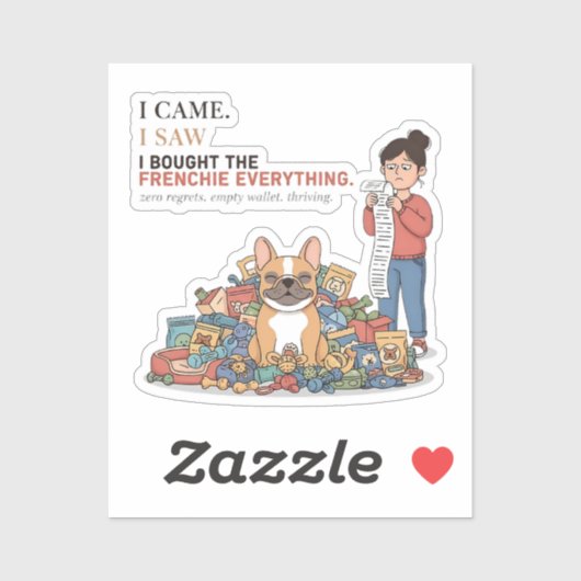 Sticker J'ai acheté au Frenchie tout Funny French Bull (Feuille)