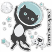 Sticker J'ai besoin de plus d'espace Chat noir dans l'espa (Devant)