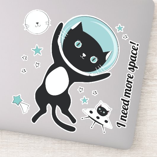 Sticker J'ai besoin de plus d'espace Chat noir dans l'espa (Détail)