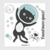Sticker J'ai besoin de plus d'espace Chat noir dans l'espa (Feuille)