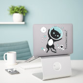 Sticker J'ai besoin de plus d'espace Chat noir dans l'espa (Ordinateur portable sur le bureau)