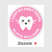 Sticker J'ai perdu ma première fée de dent rose (Feuille)