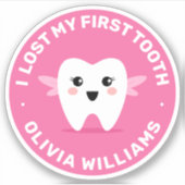 Sticker J'ai perdu ma première fée de dent rose (Devant)