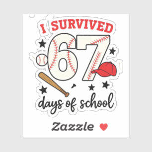 Sticker J'ai survécu 67 jours de sport de baseball à l'éco