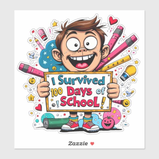 Sticker J'ai survécu à 100 jours d'école (Feuille)