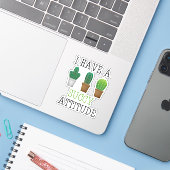 Sticker J'Ai Une Attitude Successive Cactus Succulent Drôl (Ordinateur portable avec iPhone)