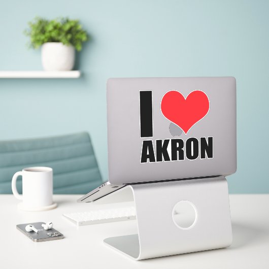 Sticker J'aime Akron (Ordinateur portable sur le bureau)