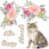 Sticker J'Aime Chats Et Fleurs Fille (Devant)