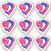Sticker J'aime cœur de dauphin (Recto)