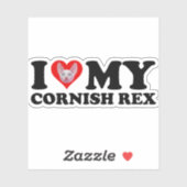 Sticker J'aime (Cœur) Mon Cornish Rex (Feuille)