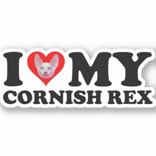 Sticker J'aime (Cœur) Mon Cornish Rex (Devant)