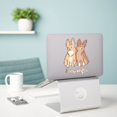 Sticker "J'Aime Corgis !" Deux Corgis mignons (Ordinateur portable sur le bureau)