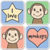 Sticker J'aime des singes (Devant)