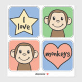 Sticker J'aime des singes (Feuille)